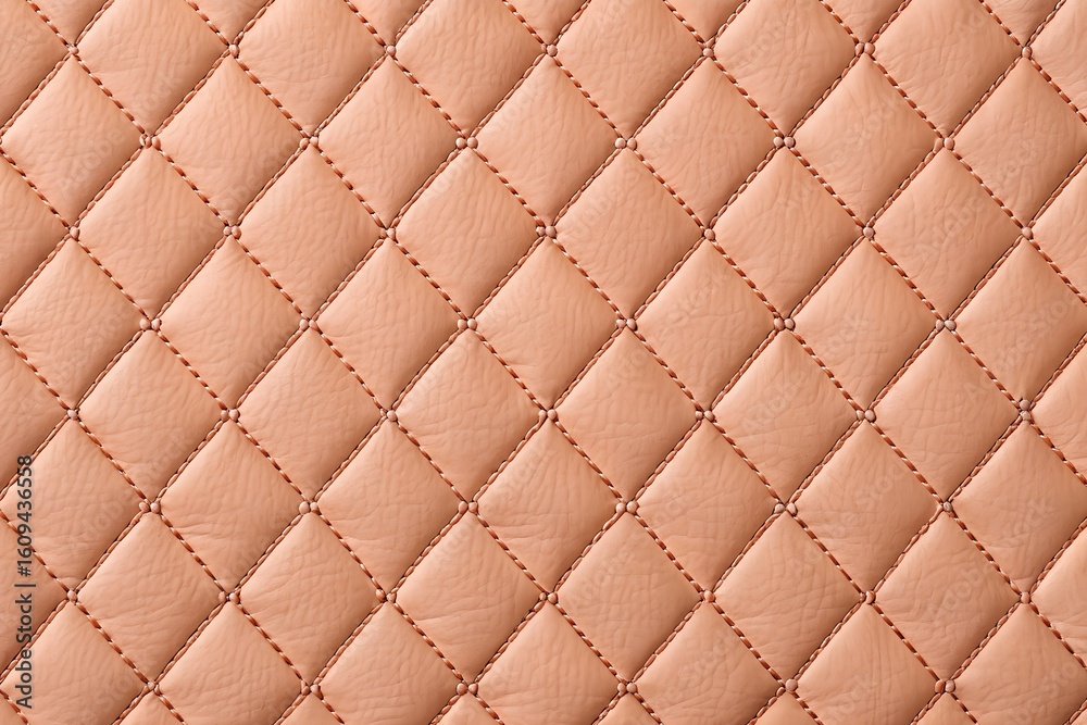 Fototapeta premium Luxury Rose Gold Quilted Leather Texture with Diamond Pattern Stitching