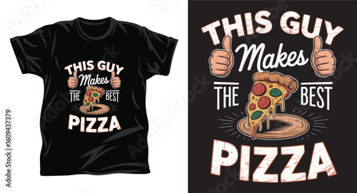 Pizza graphic T shirt design print.