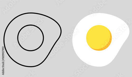 fried eggs icon. Protein breakfast of eggs. decorating menus symbol. Breakfast food sign. Frying utensil icons