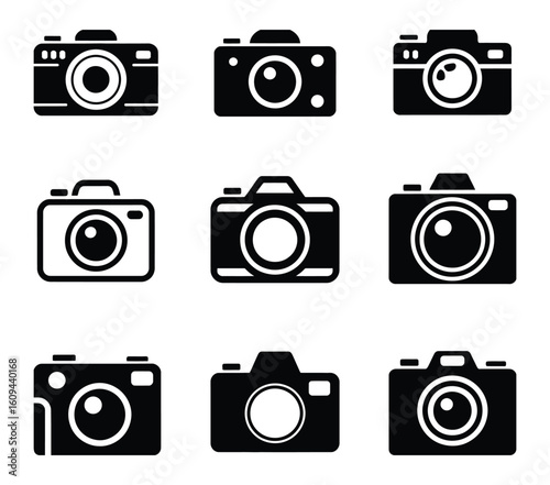 Camera Icon Set – Collection of Vector Camera Illustrations for Photography and Multimedia Design