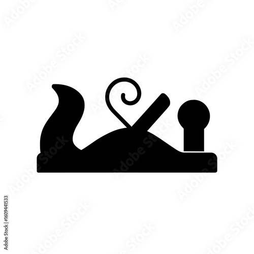 Wood plane icon in solid style representing woodworking hand tool