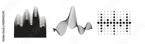 Set Audio equalizer black white icons flat isolated vector illustration Collection