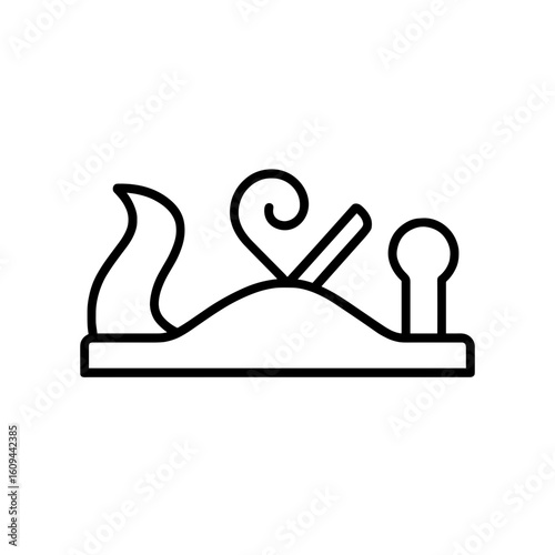 Wood plane icon in outline style representing woodworking hand tool