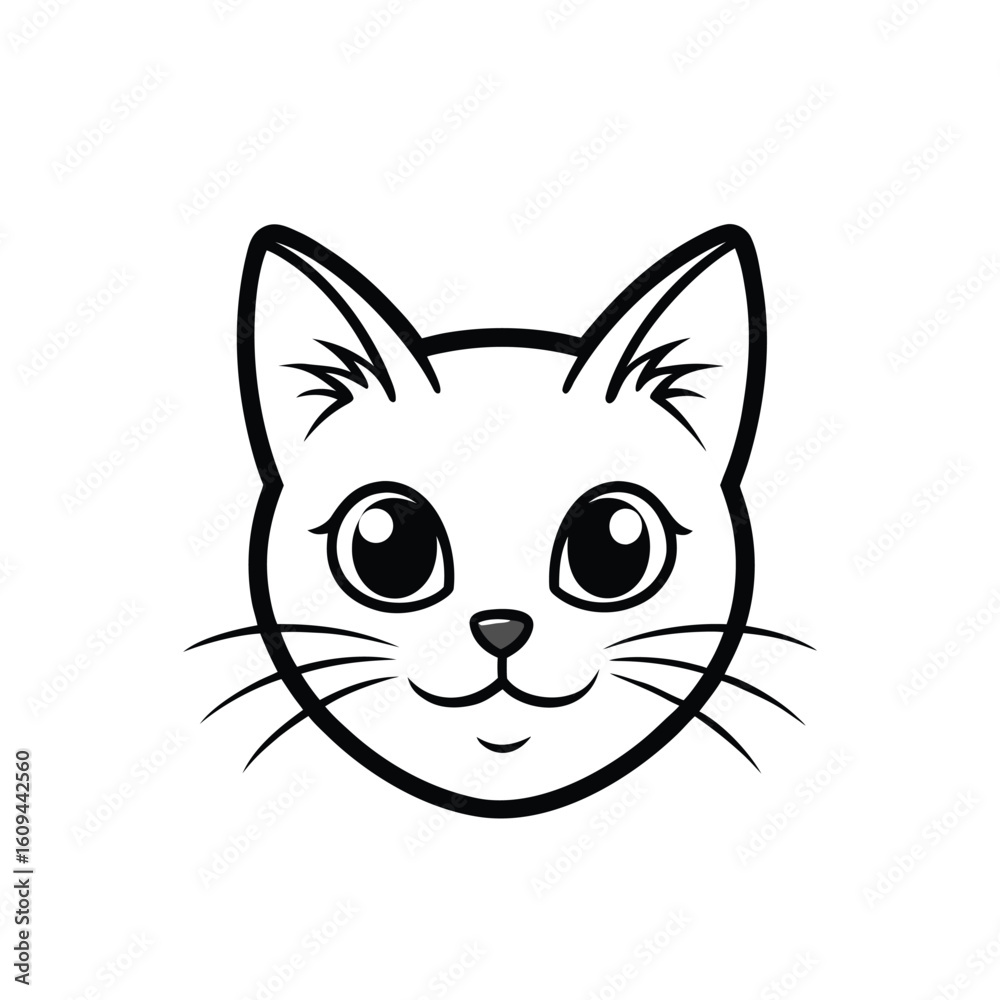 Obraz premium Sweet little cat vector icon with facial expressions on white background