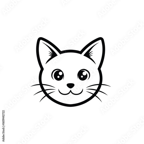 Sweet little cat icon with facial expressions on white background