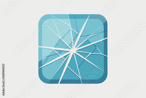 shattered glass pane icon with soft reflections
