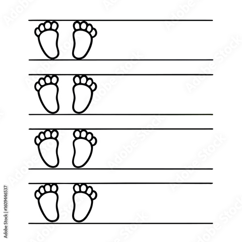 Baby Kick Chart Design with Row of Tiny Foot Outlines for Pregnancy Tracking