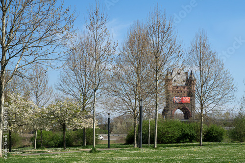 Worms, Germany: Nibelungen Tower in spring. The town is closely associated with the Nibelung saga and was the place where Martin Luther defended his theses at the Imperial Diet in 1521