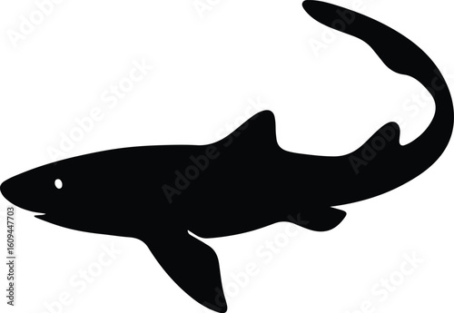 Silhouette shark swimming ocean predator sea life vector illustrator