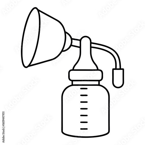Breast Pump Icon with Milk Bottle Motherhood Baby Feeding and Lactation Symbol