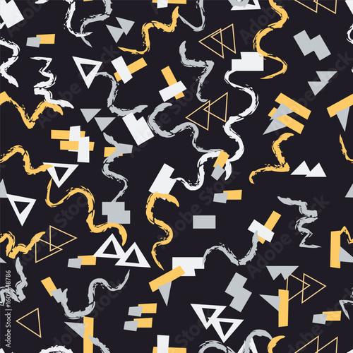 Textile motif seamless pattern. Abstract line shape geometric motif basic pattern continuous background. Man shirt all over print block. 