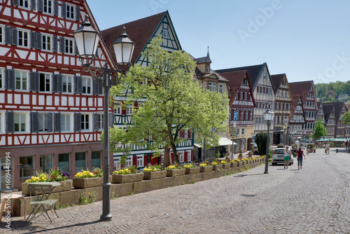 Calw, Germany: historic market square with half-timbered houses