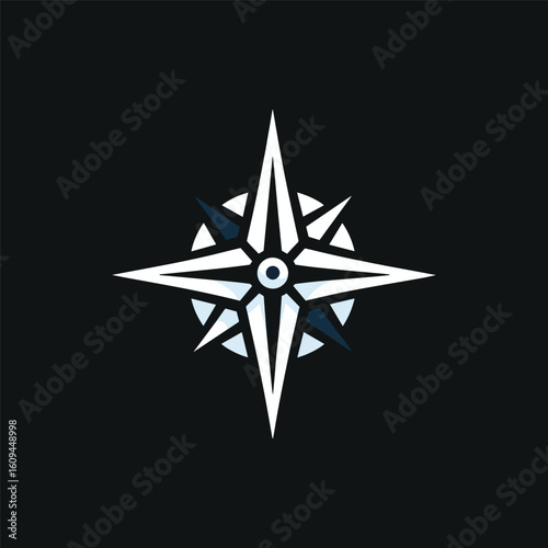 Modern compass design with geometric elements, symbolizing navigation and exploration