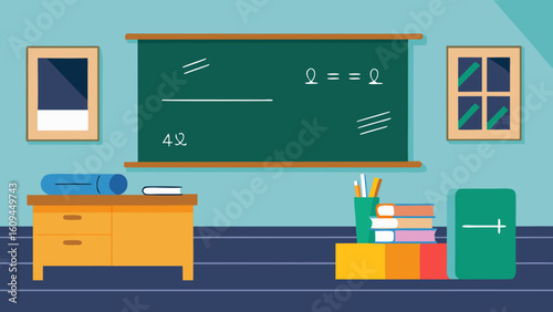 Interior of Math Classroom with Formulas