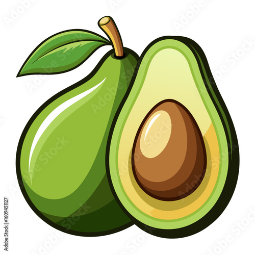 Avocado on Transparent White Background 