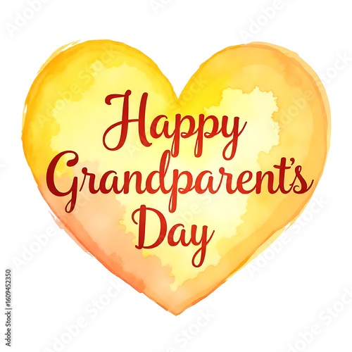 Warm yellow heart with happy grandparents day message