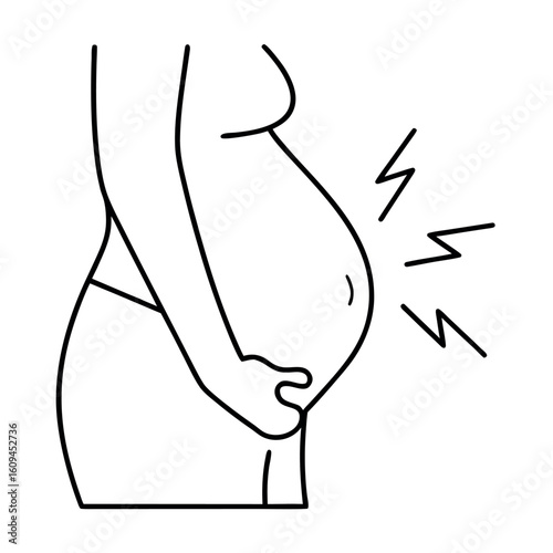Pregnant Belly with Contraction Pulse Marks Illustration