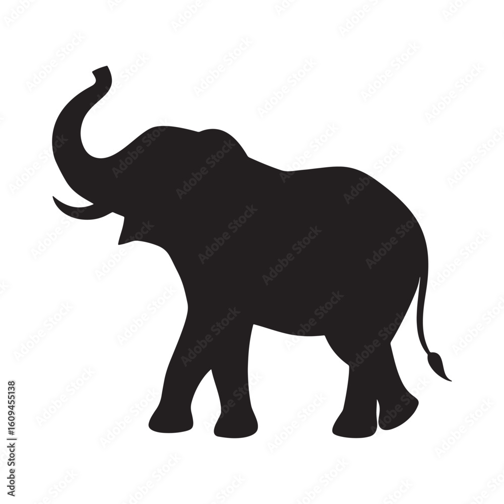 Fototapeta premium Silhouette of an elephant with its trunk raised