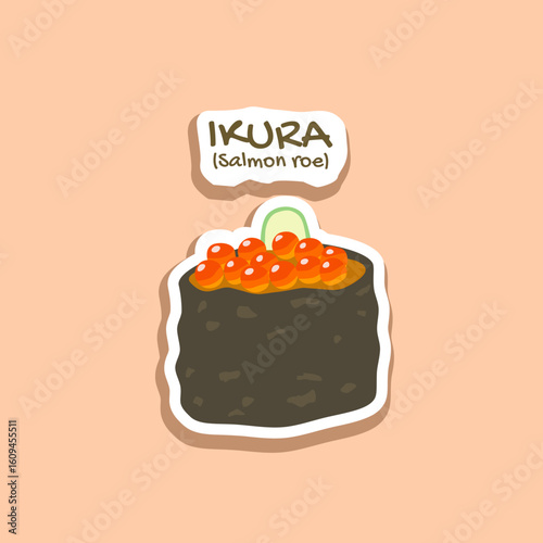 Ikura sushi, ikura gunkan maki salmon roe vector