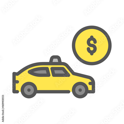 taxi meter filled outline icon. pay taxi color line illustration.