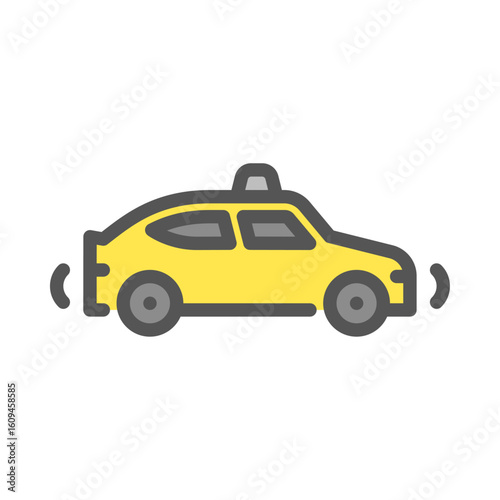 car sensor filled outline icon. car with smart sensor color line illustration.