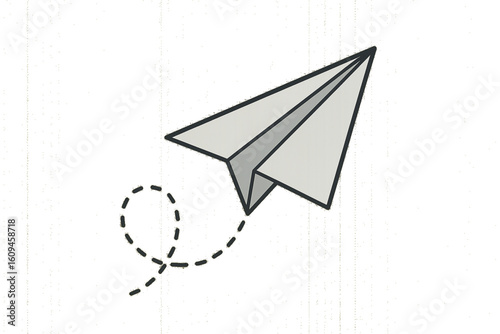 Origami Paper Plane with Dotted Line – Travel & Adventure Vector Symbol