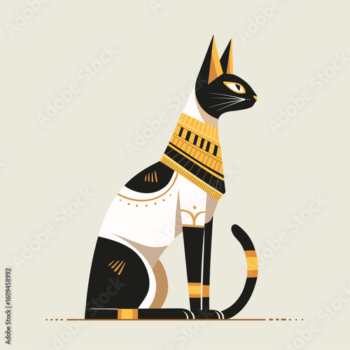 Egypt cat profile isolated. Bastet ancient Egypt goddess sculpture. Vector stock