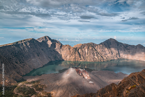 Sunrise view of Segara Anak, which means 