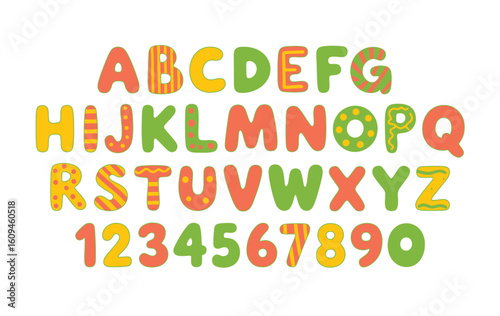 Summer Alphabet Vector Set,  Colorful Comic Letters and Numbers for Kids Posters, Nursery Art, Birthday Cards, Educational Prints, and Fun Typography Projects

