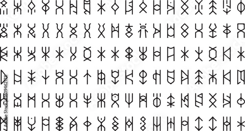 Ancient glyphs abstract symbols script