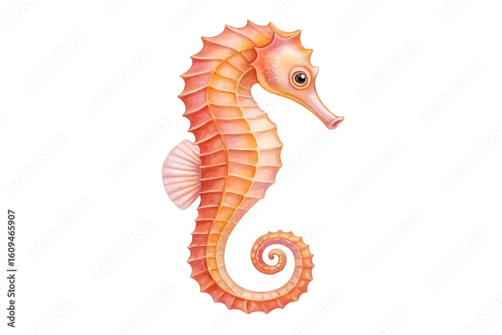 Fototapeta premium A detailed watercolor illustration of a seahorse