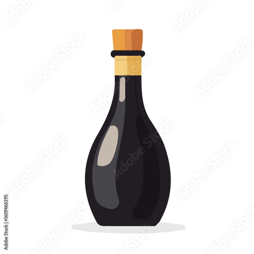 Minimalistic 2D flat icon featuring balsamic vinegar, clean vector design, simple illustration style, isolated on a white background, modern element in vector and EPS format. simple design set