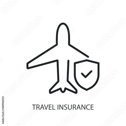 Travel insurance thin line vector icons.