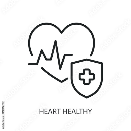 Heart healthy thin line vector icons.