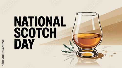 National Scotch Day Whiskey Glass Celebration Drink Design

