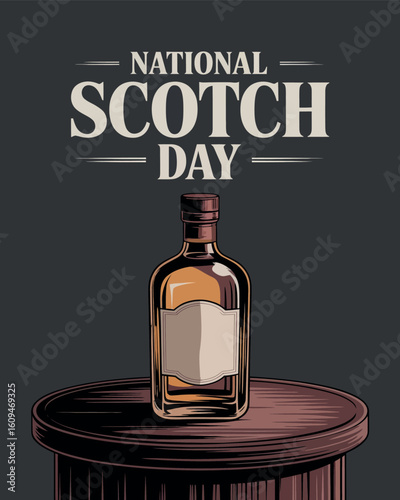 National Scotch Day Celebration Whiskey Bottle Graphic Design