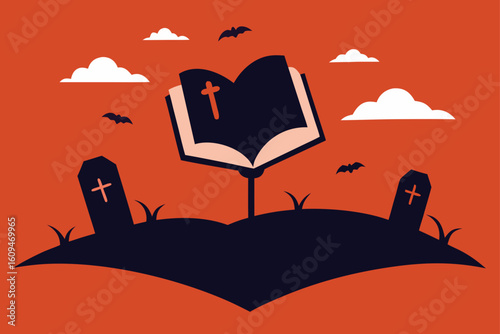 cursed book floating above turning pages