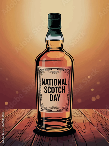 National Scotch Day Celebration Whiskey Bottle Graphic Design