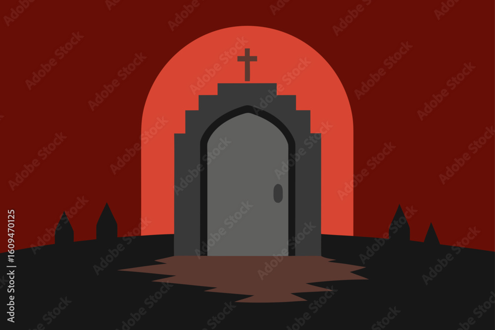 Fototapeta premium cursed portal grave open