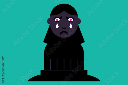 cursed statue black tears cry haunted night death spirit evil