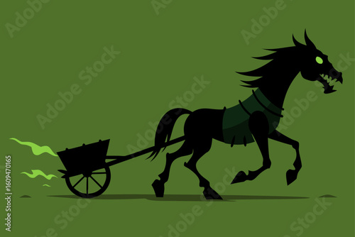 cursed skeleton horse broken carriage undead horror death road