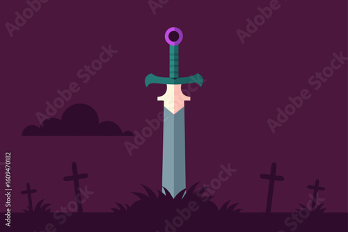cursed sword levitate grave middle haunted dark magic cursed