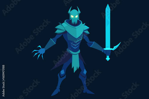 cursed sword blue glow zombie hand night magic undead power