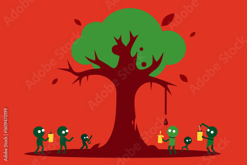 cursed tree bleed zombie drink black sap evil night magic