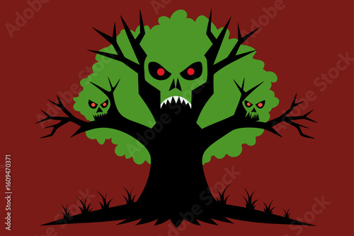 forest tree splitting undead face