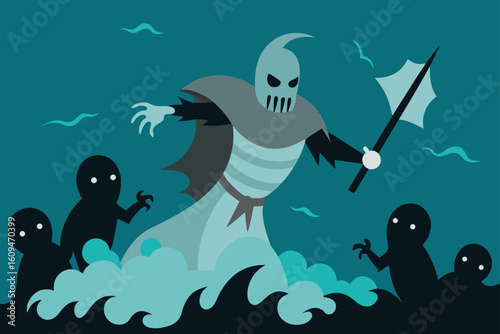 ghost knight fighting zombies