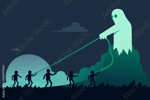 giant ghost hand pulling zombies