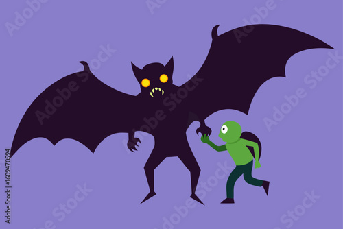 giant bat carrying zombie