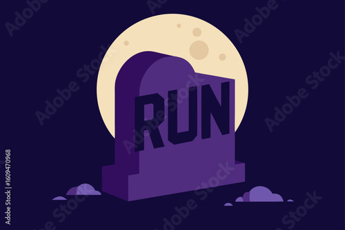 gravestone glowing under moon
