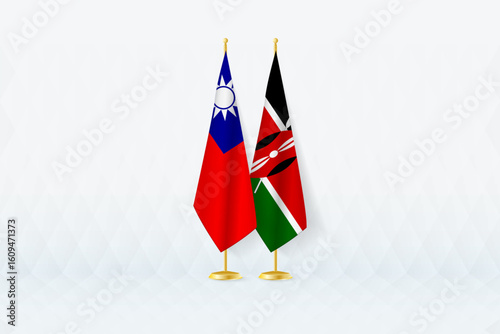 Taiwan and Kenya Flags Side by Side, Symbol of International Partnership.